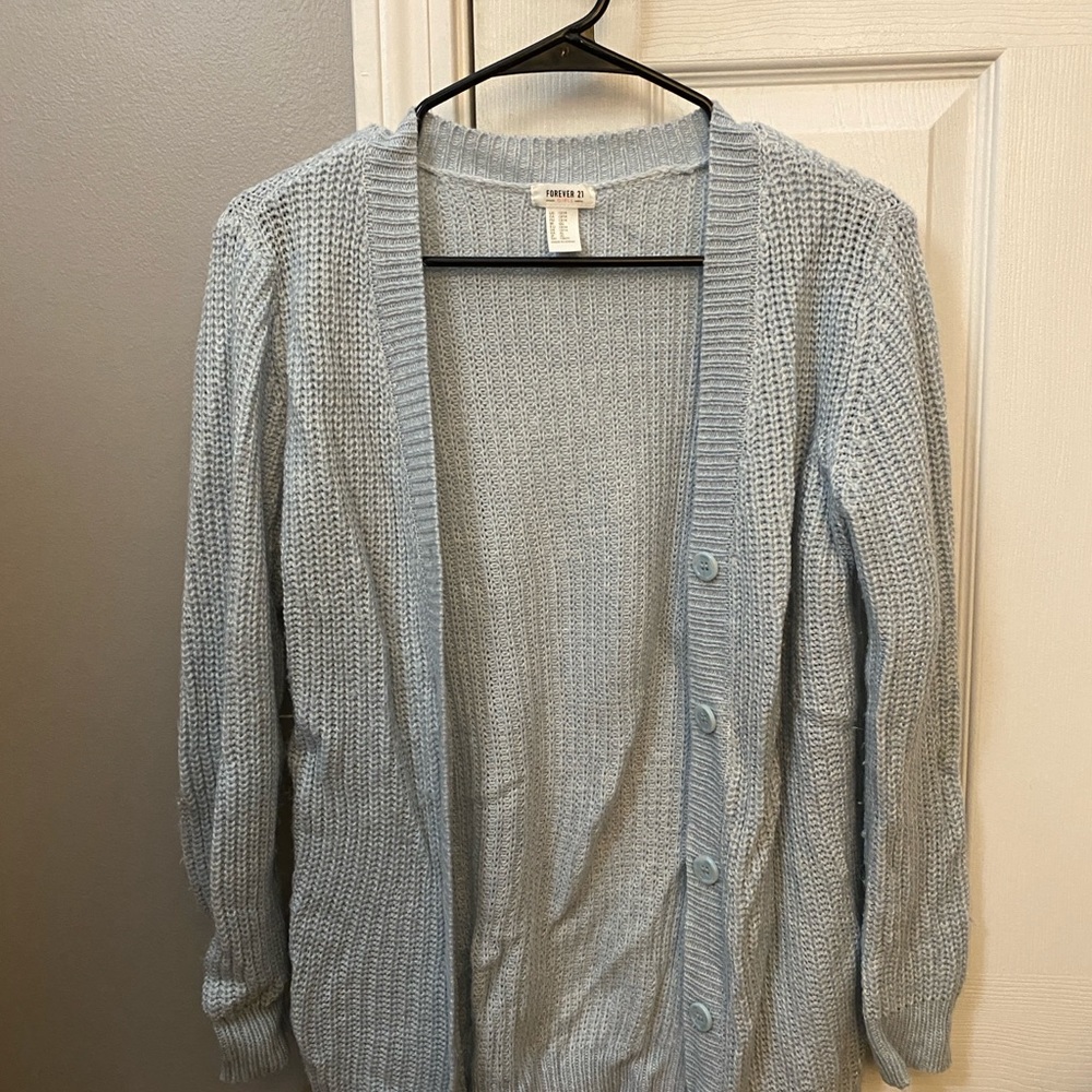 Forever21 Girls Light Blue Button-Front Cardigan - Size 13/14